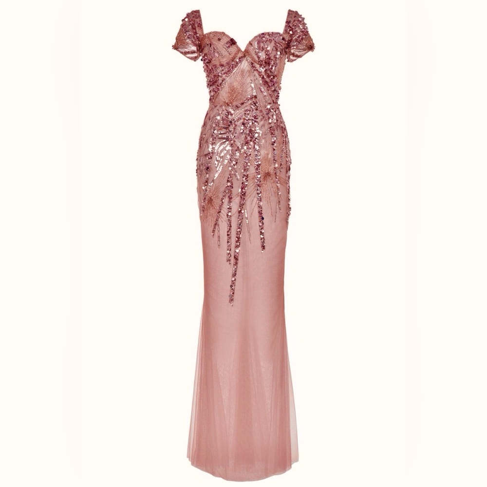 Zuhair Murad Purple Embellished Chiffon Gown Maxi Beaded and sequined Dress